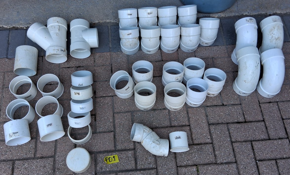 Sewer & Drain PVC Fittings Lot, SDR35, 3-Inch & 4-Inch, photo 1 of 6