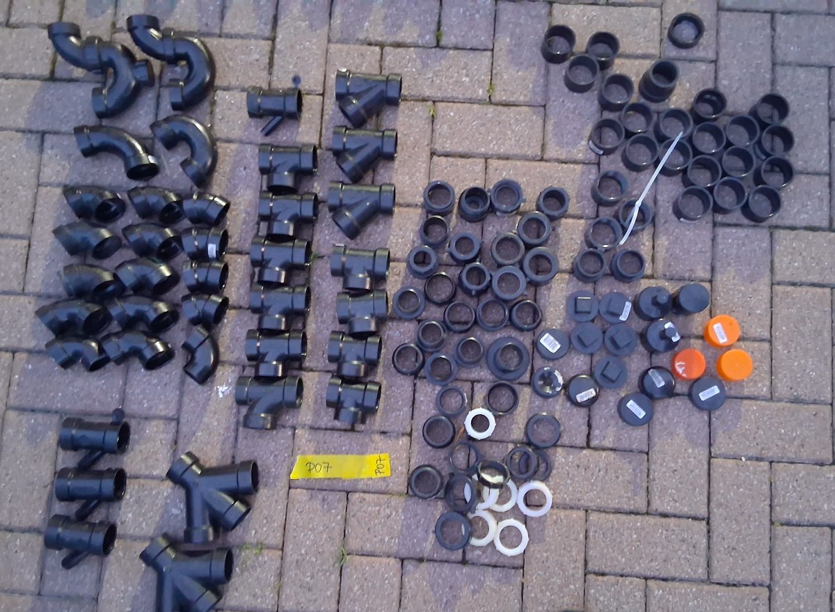 1-1/2 Inch ABS DWV Fittings & Transition Couplings, Bulk Lot ~100 Pieces, photo 1 of 6
